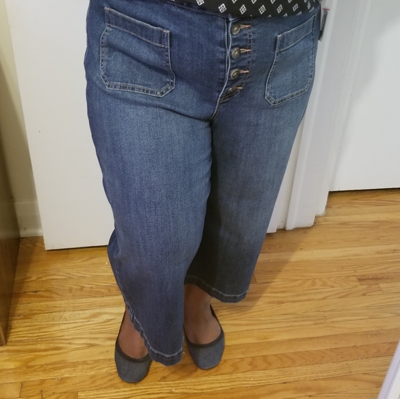 SOLD - WIDE LEG CAPRI DENIM PANTS - Picture 2 of 10